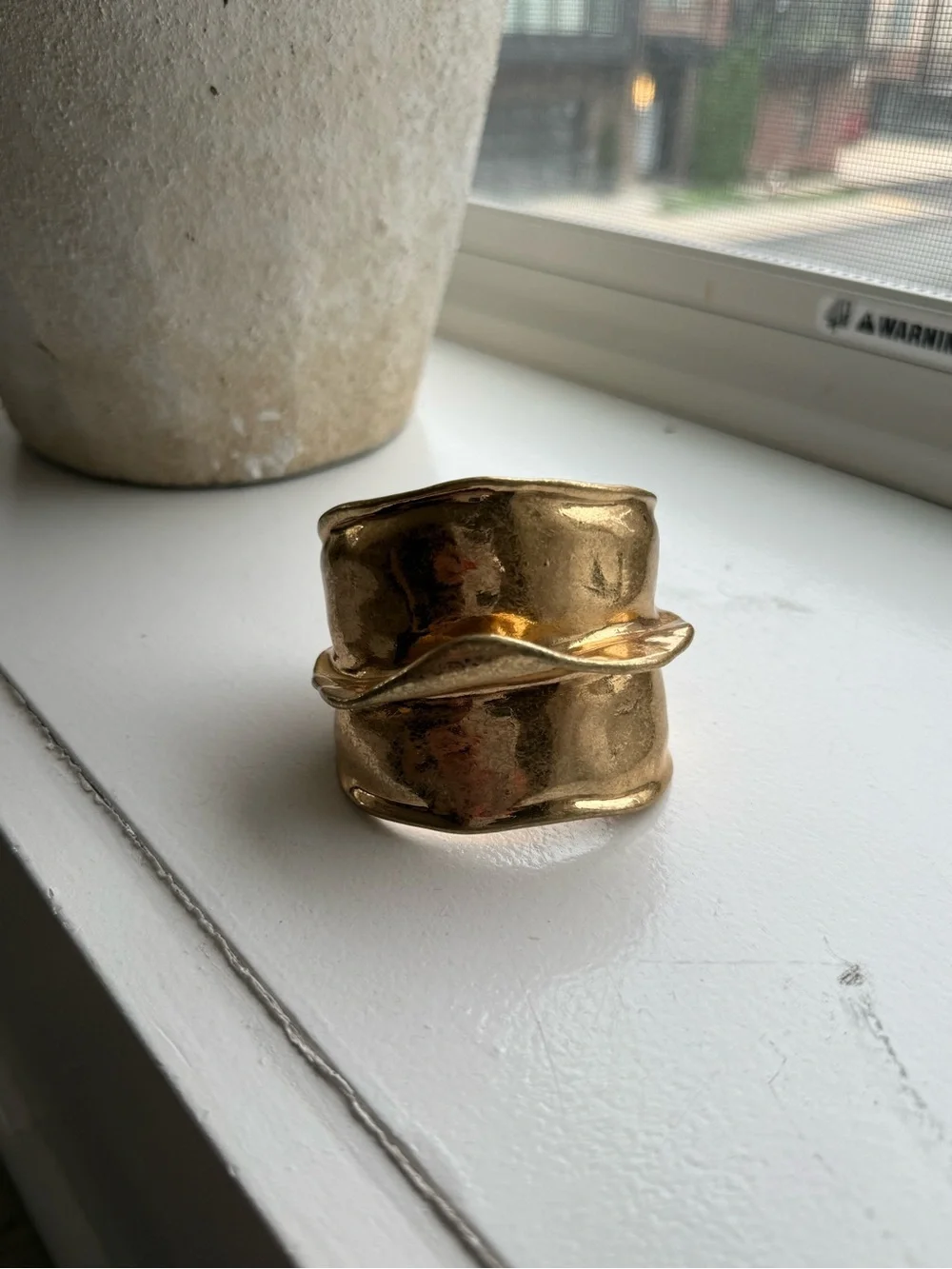 Bold Gold Sculptural Cuff Bracelet — Women's Fashion Bracelet